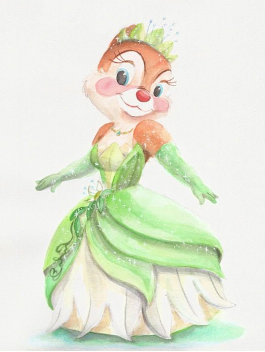 当迪士尼公主变为松鼠时,灰姑娘穿上了美丽的裙子,她正在画画!