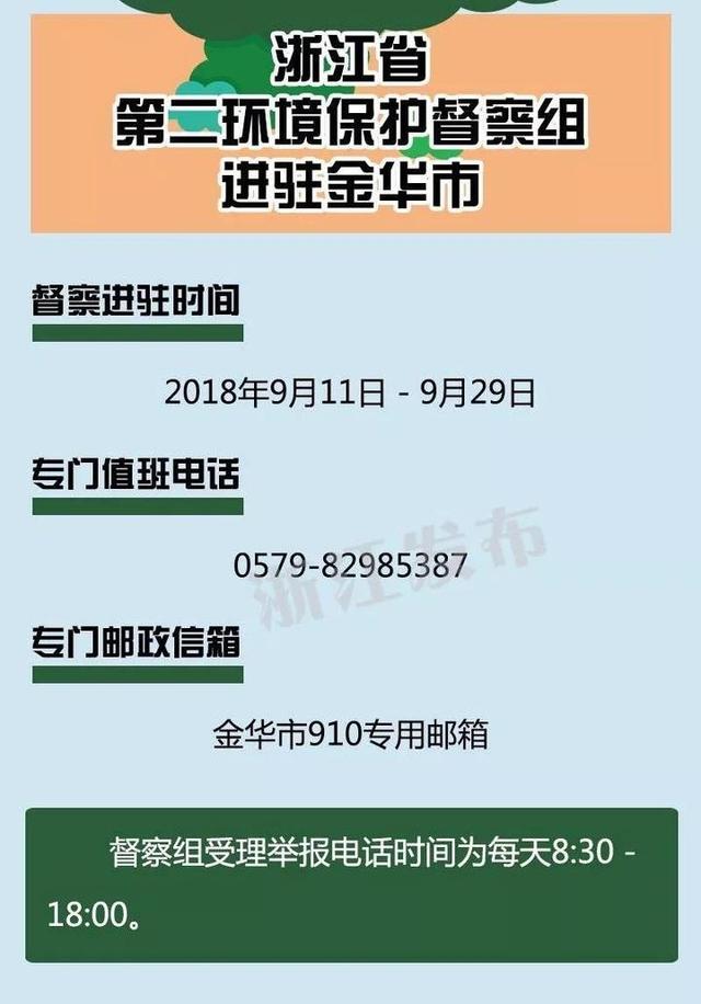 浙江3个环保督察组进驻宁波金华台州 受理举报电话公布