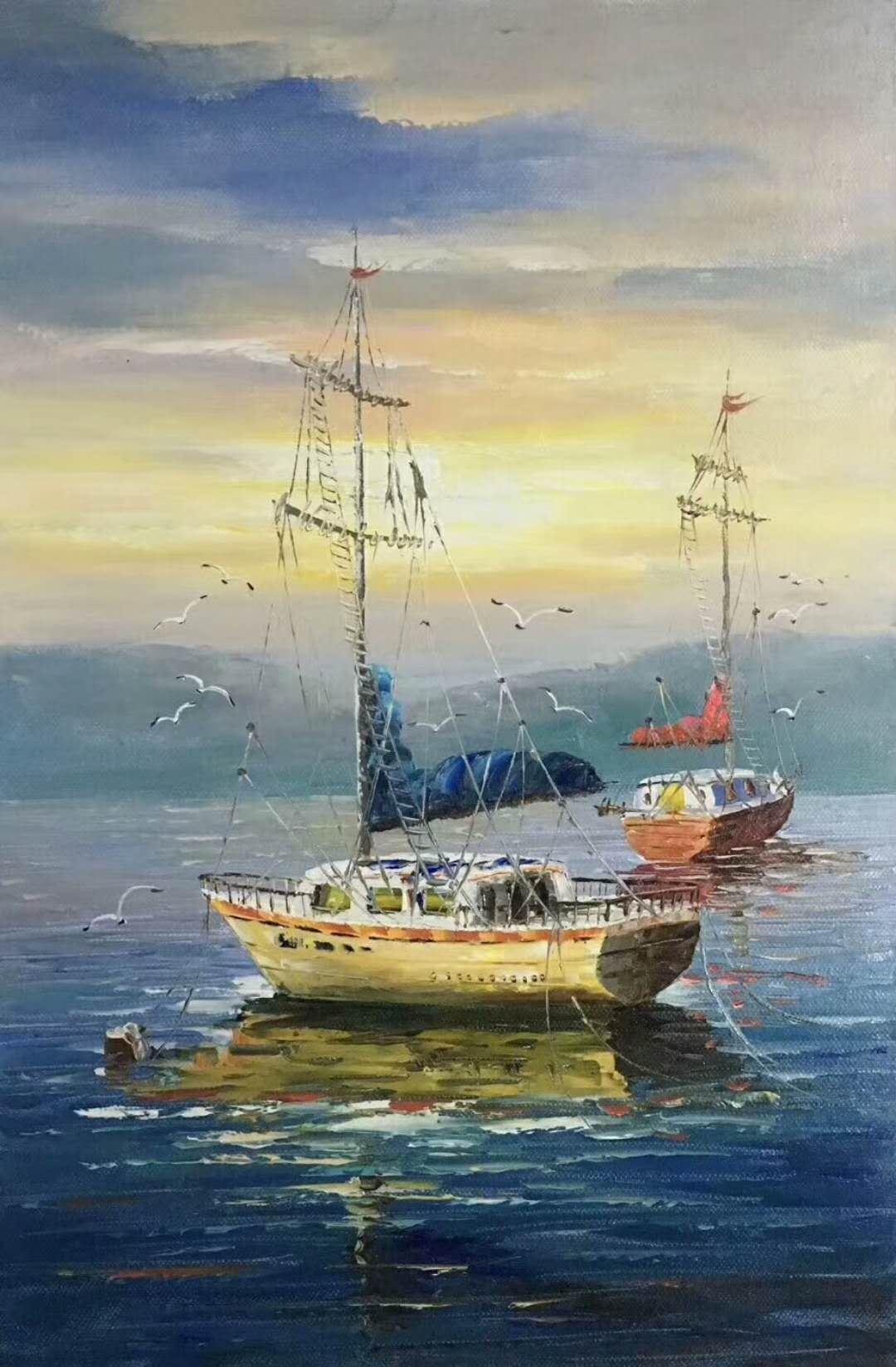 精美油画欣赏,大海航行靠舵手