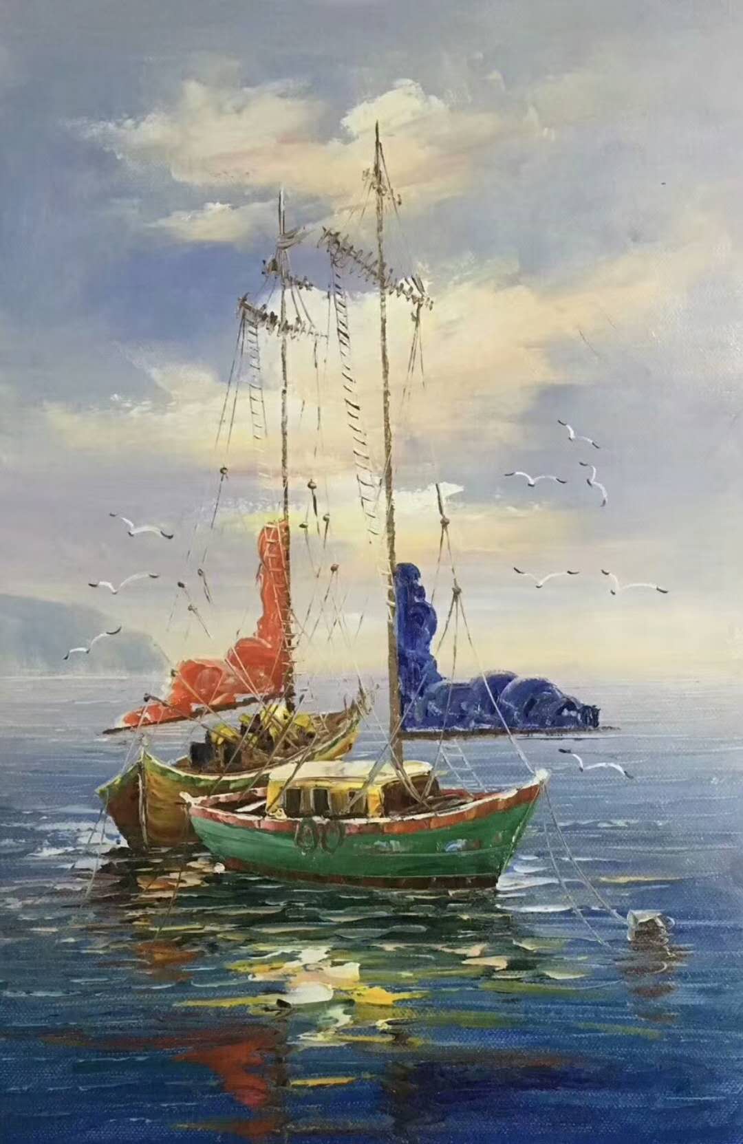 精美油画欣赏,大海航行靠舵手