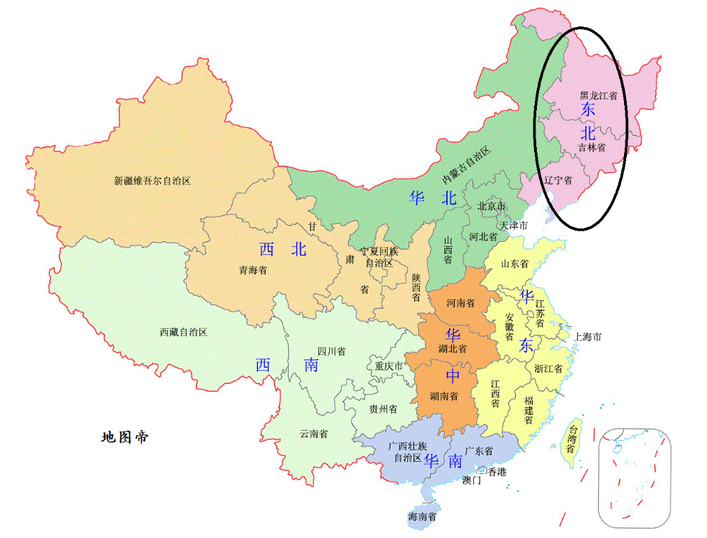 东三省地图 放大图片