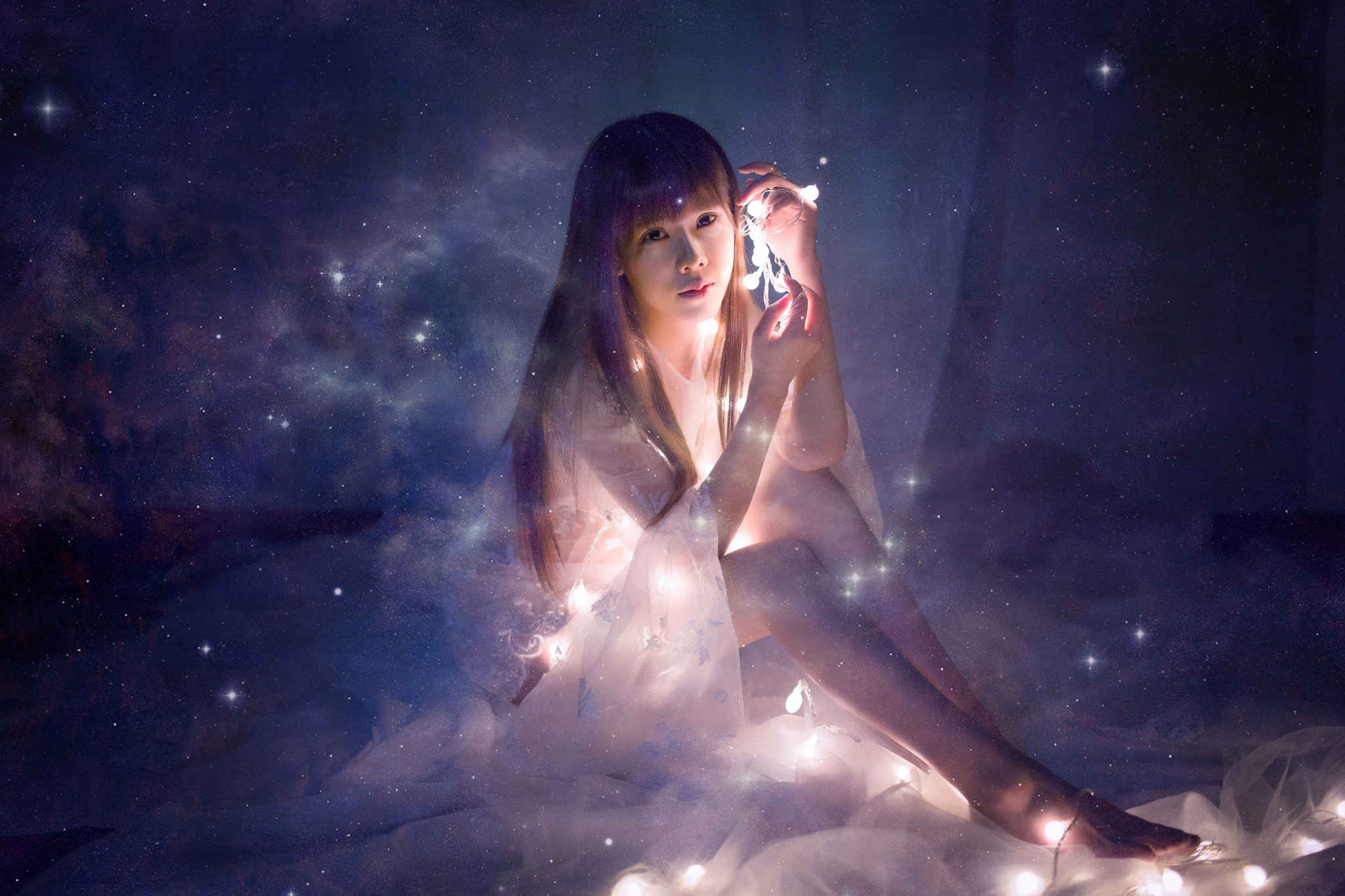 魔幻摄影:星空下的少女如痴如梦!