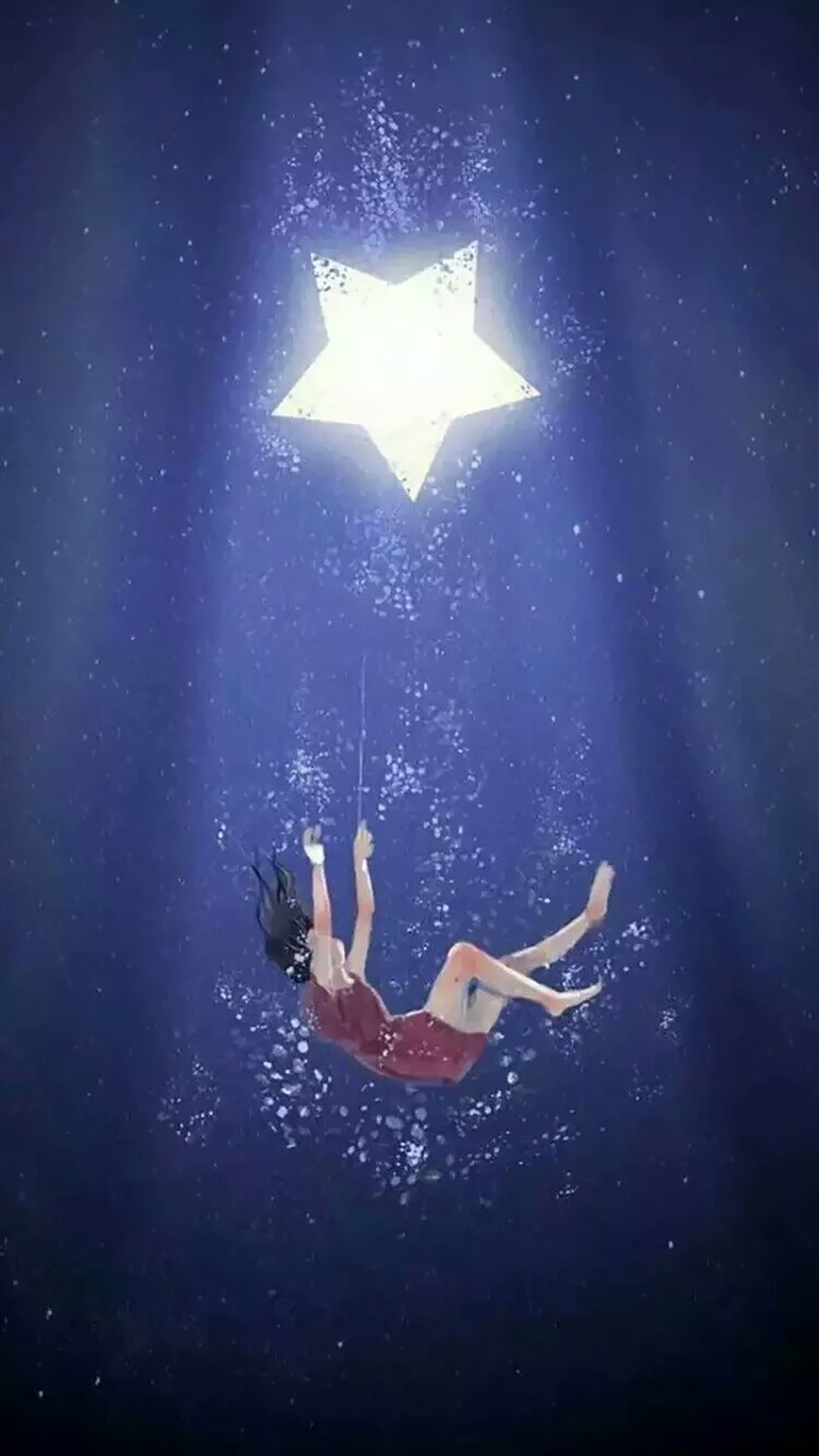 壁纸分享:二次元动漫人物坠落场景唯美梦幻手机壁纸