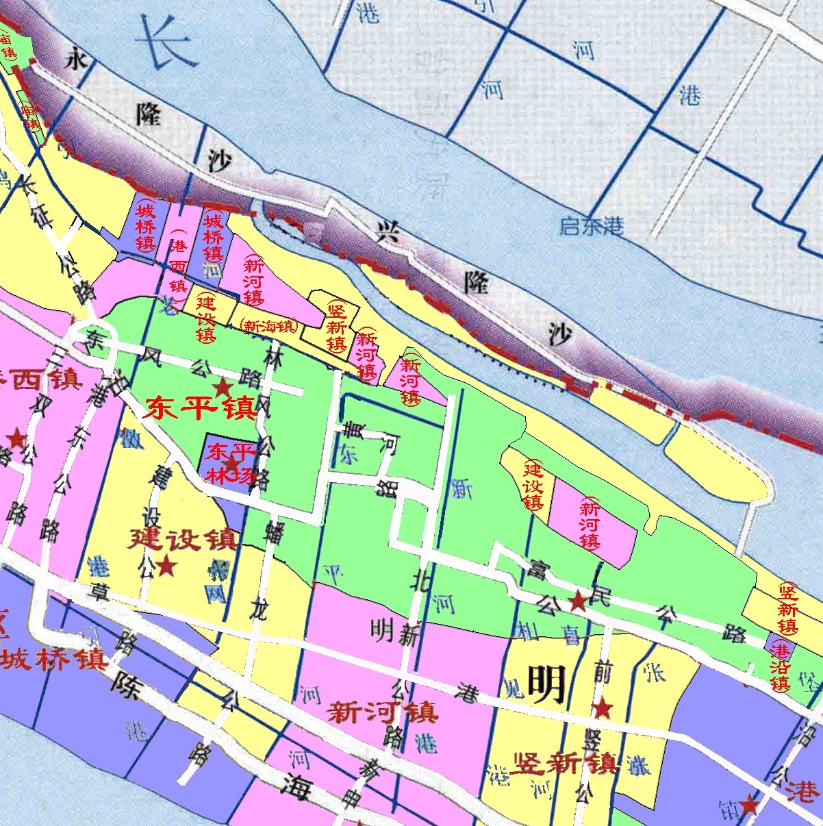 上海崇明区的行政区划:各镇形状千奇百怪,飞地四处分散