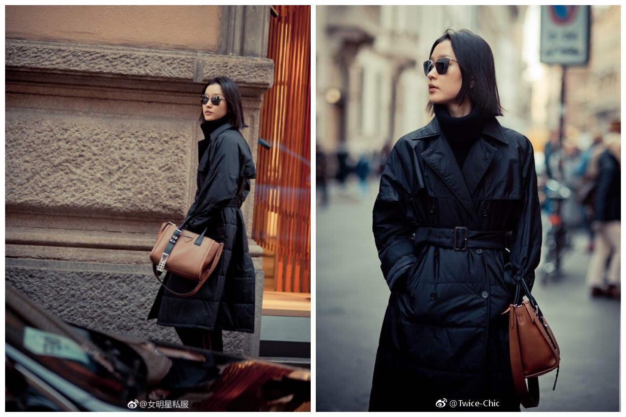 杜鹃现身米兰时装周,穿黑色羽绒服好高冷,网友:论气质就服你!