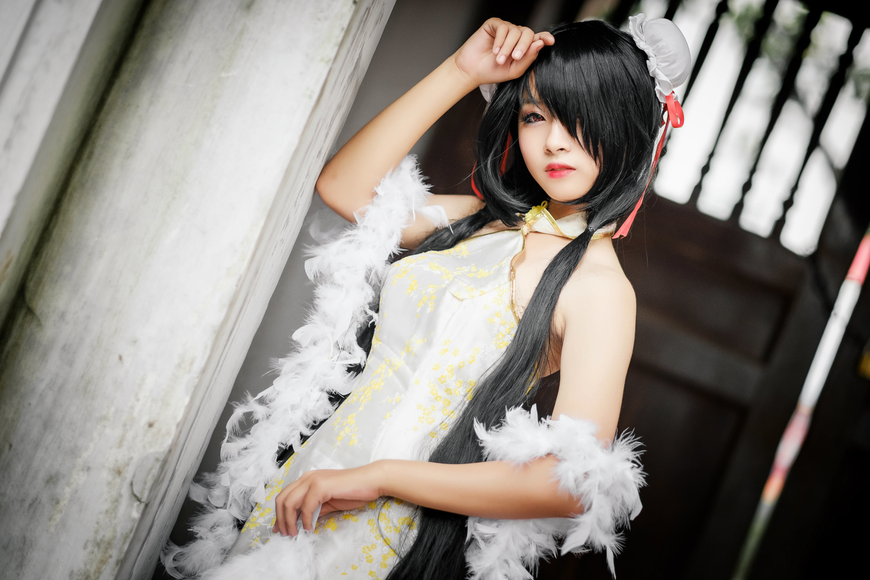 越南可爱萌妹cos的旗袍装时崎狂三和雷姆!脸小小的好可爱!