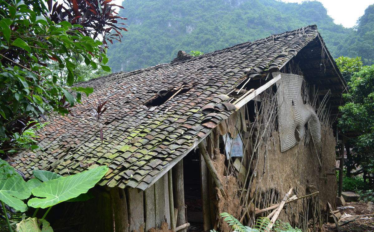 农村简陋的木房子:看起来摇摇欲坠,随时都有倒塌的危险