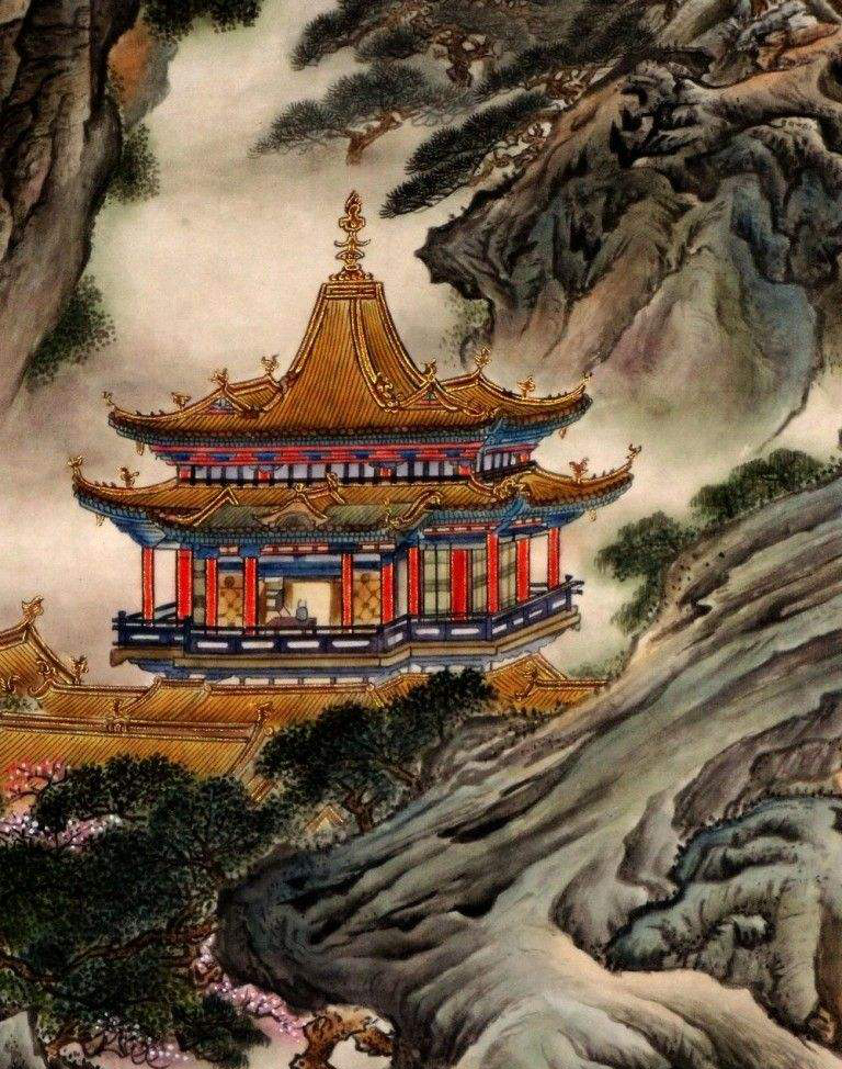 古代山水画中的亭台楼阁,一笔一墨都韵味无穷