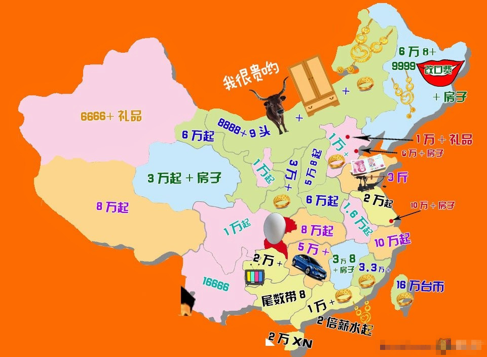 最新全国彩礼地图,出炉了,北京的彩礼要20万加一套房