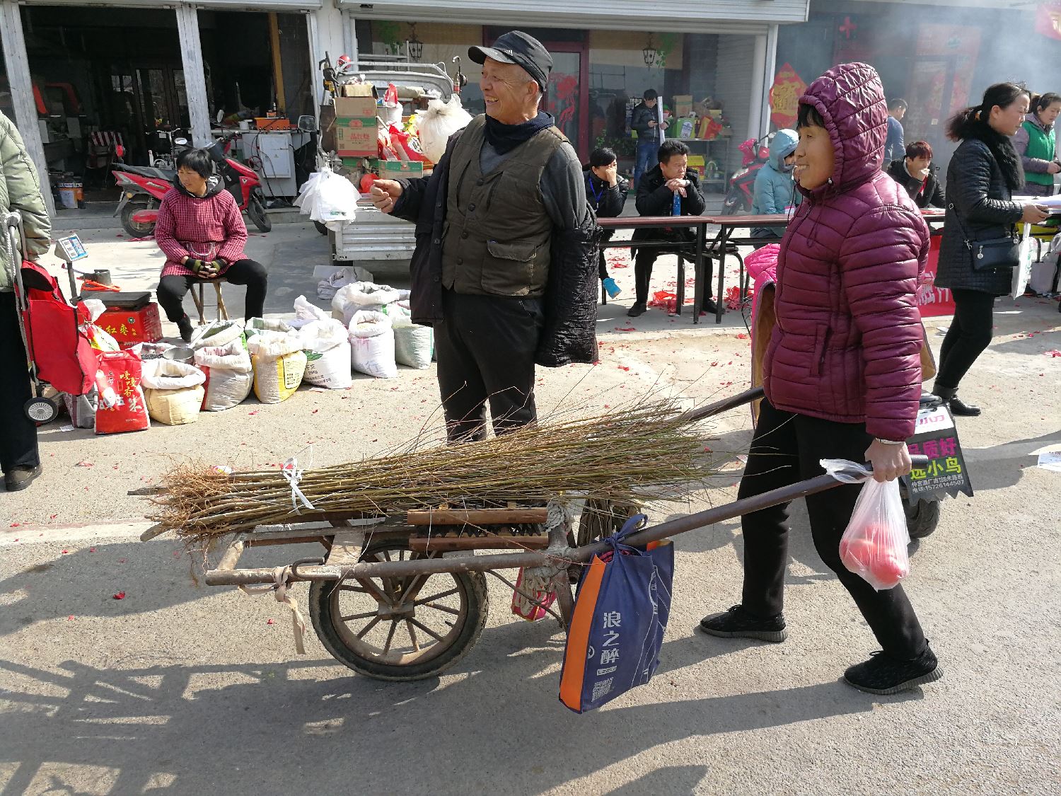 正月十五的農村大集,樹苗賣火了,降龍木30元1棵