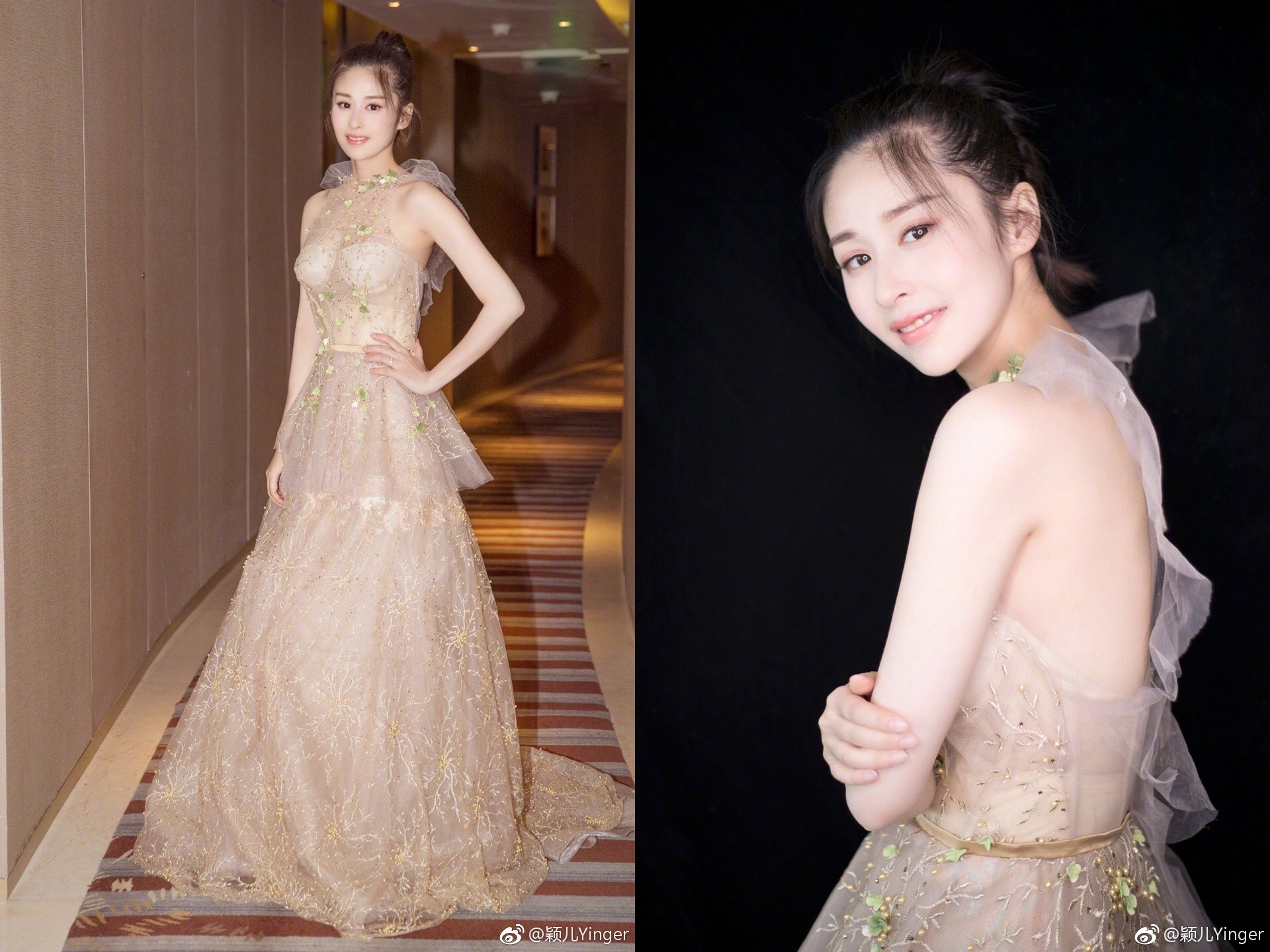 颖儿产后首次亮相,穿雪纺礼服秀身材,网友:生完孩子反而瘦了?