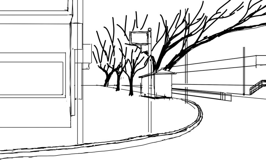 《映山街和中山中路交汇处》手绘过程