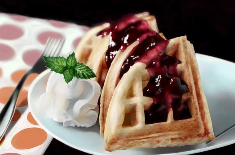 西式茶点双色拼接华夫饼的做法