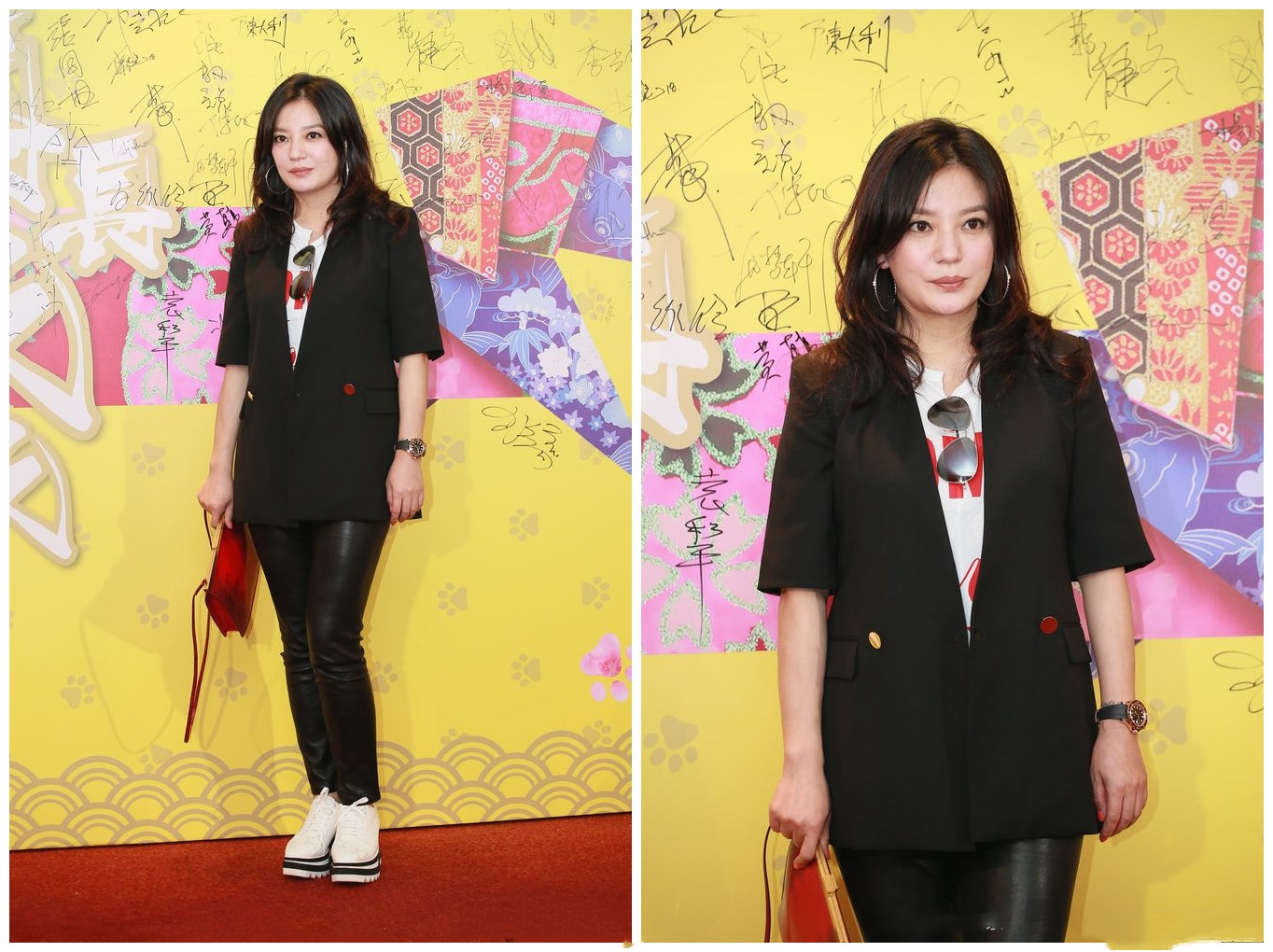 赵薇真敢穿,西装搭配皮裤,网友:除了她没人能驾驭!