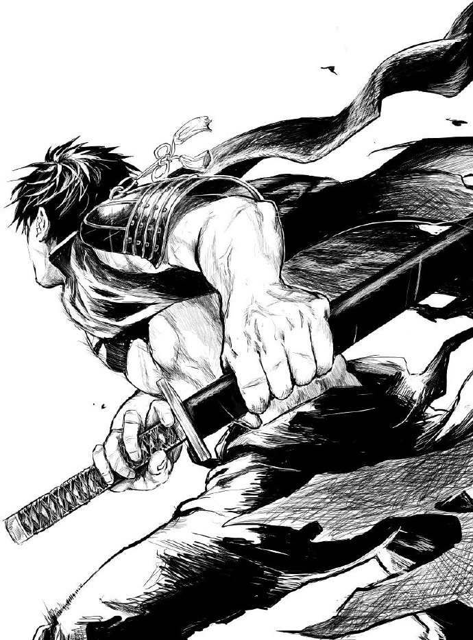 日本插画师 端まつ 一组帅气的黑白人物画稿