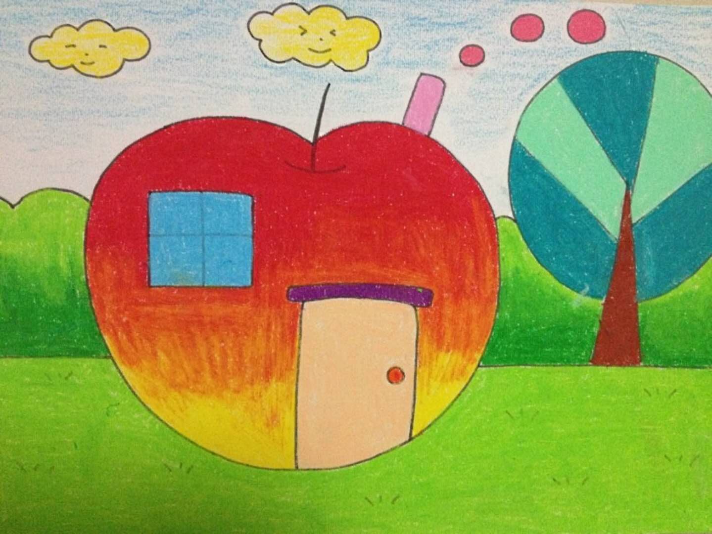 儿童画水果房子简笔画图片