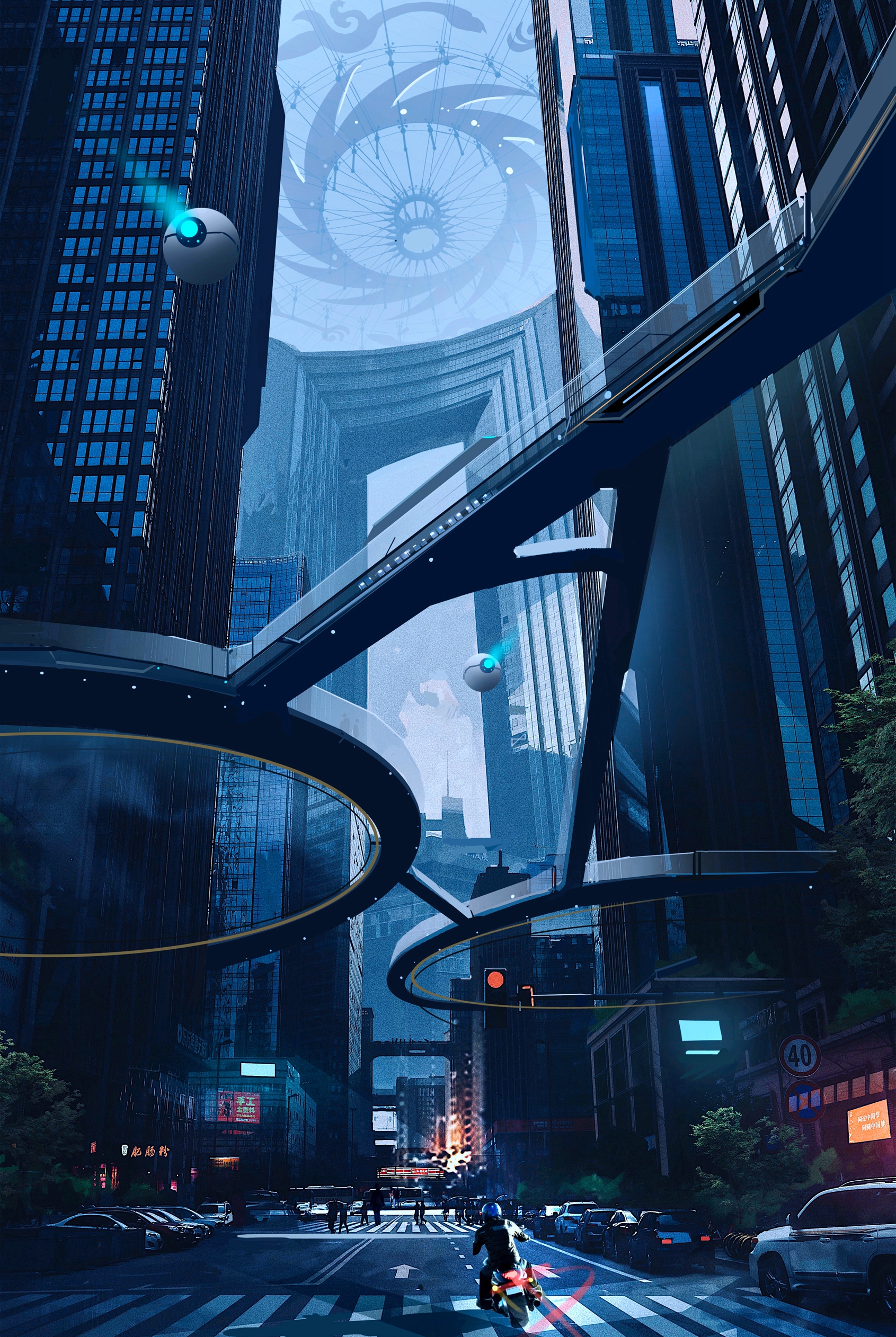 大神绘画"魔幻"成都,科幻感爆棚!你能找到几个熟悉的地标?