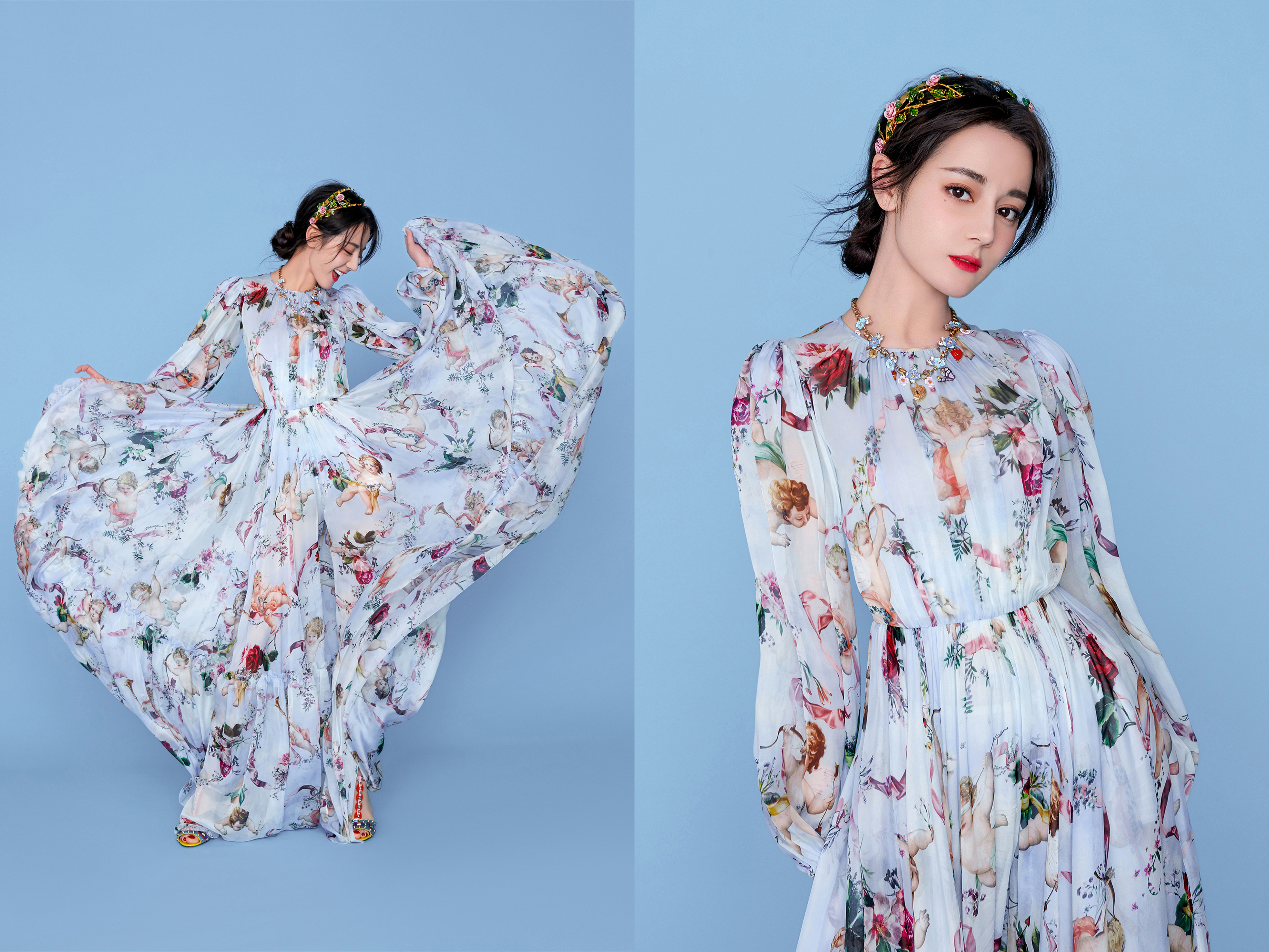 迪丽热巴穿花裙子到底有多好看?看了秦海璐就明白了