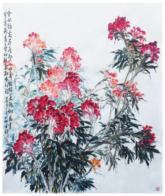 国画教学:写意鸡冠花的画法