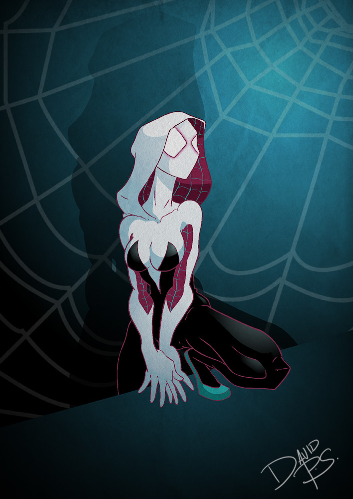 网络大神所绘蜘蛛格温!很适合做壁纸