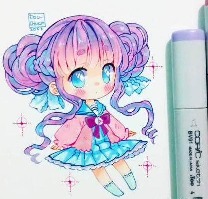 十二星座专属马克笔手绘,水瓶座马卡龙少女,摩羯座萌萌哒!