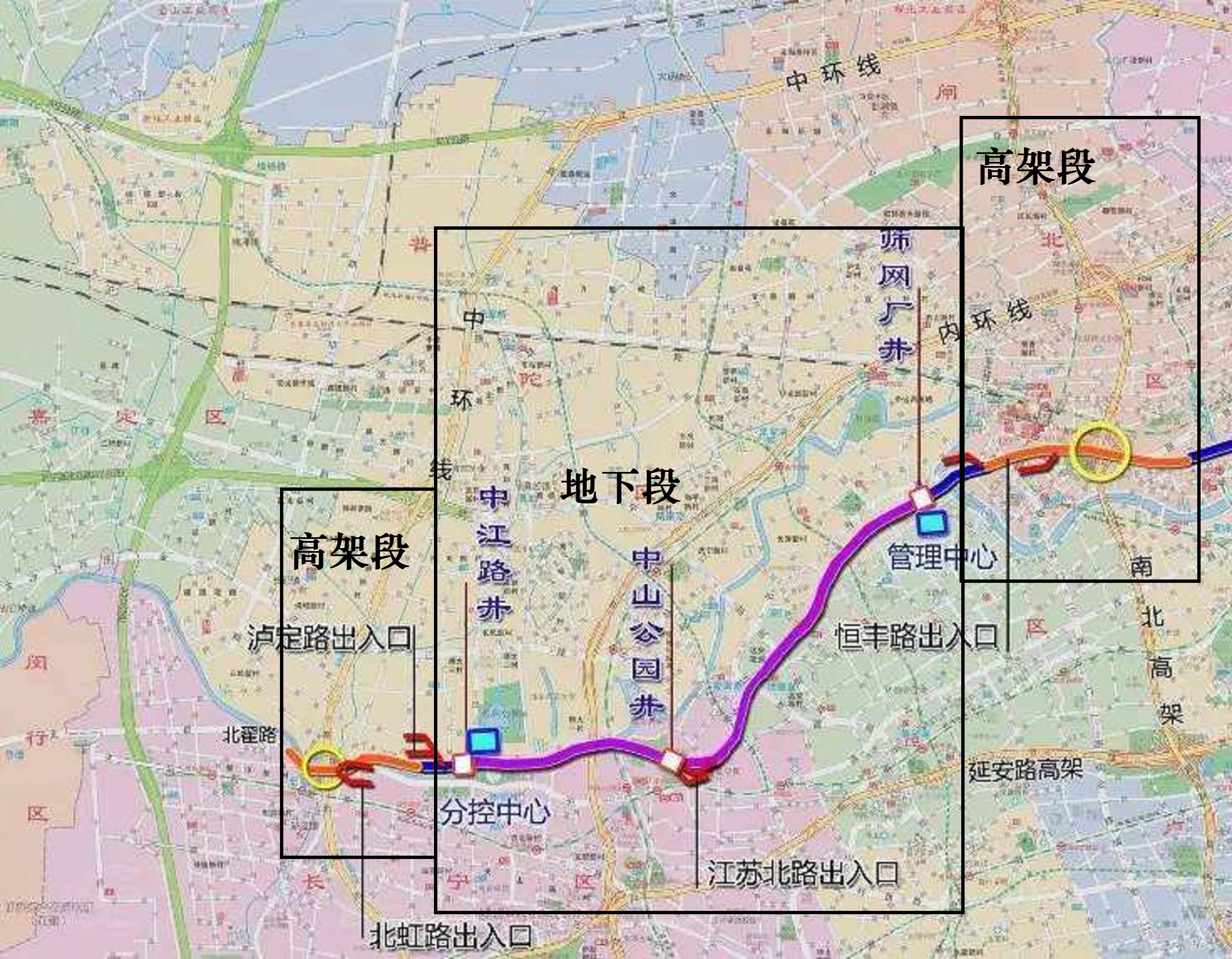 上海市区东西动脉北横通道的建设进展:高架段已经跨过苏州河