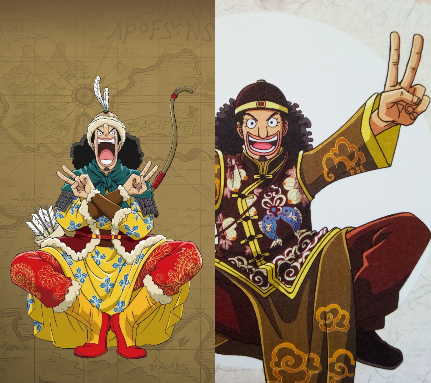 草帽一伙的2种中国风对比,索隆堪比大将军,罗宾变身王妃!