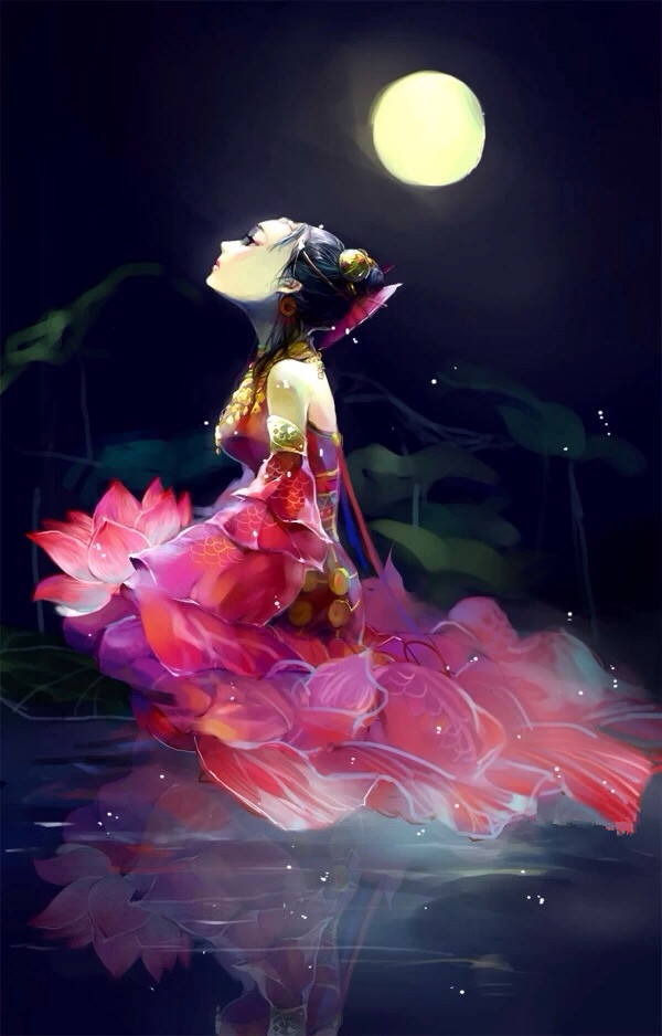 唯美头像:月色下的古风美人,明月高照,星月交辉!