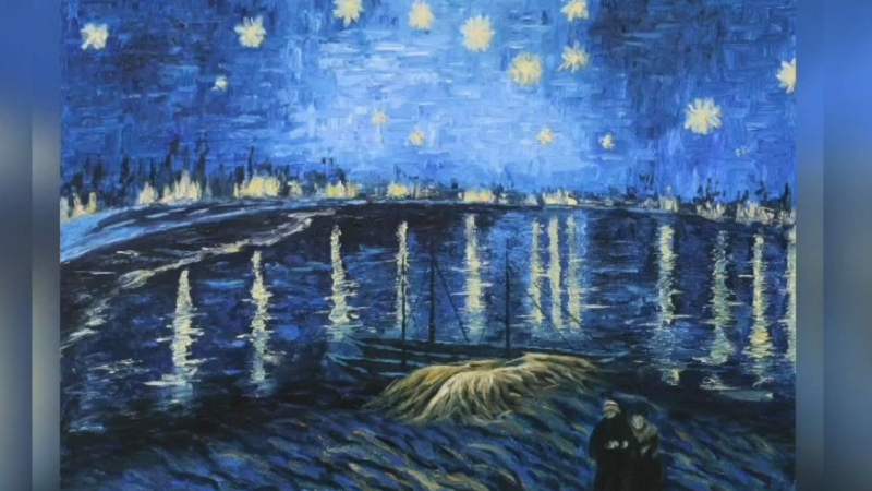 梵高《尼纳河上的星夜》油画教学全过程,文化历史,文化艺术,好看视频