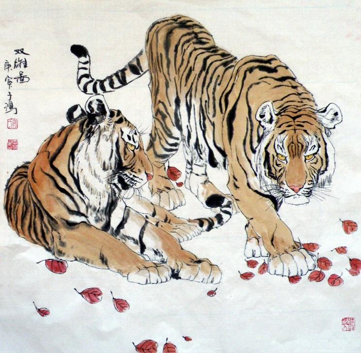 中国画老虎画法作品欣赏,这才是生龙活虎