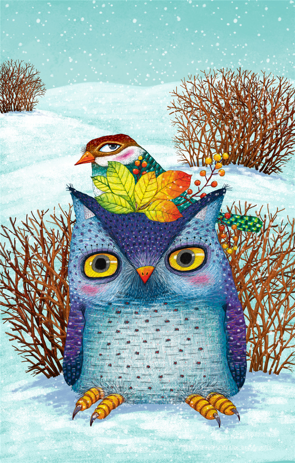 16幅萌哒哒的童趣猫头鹰插画 ——画儿晴天·王净净插画作品 转载自