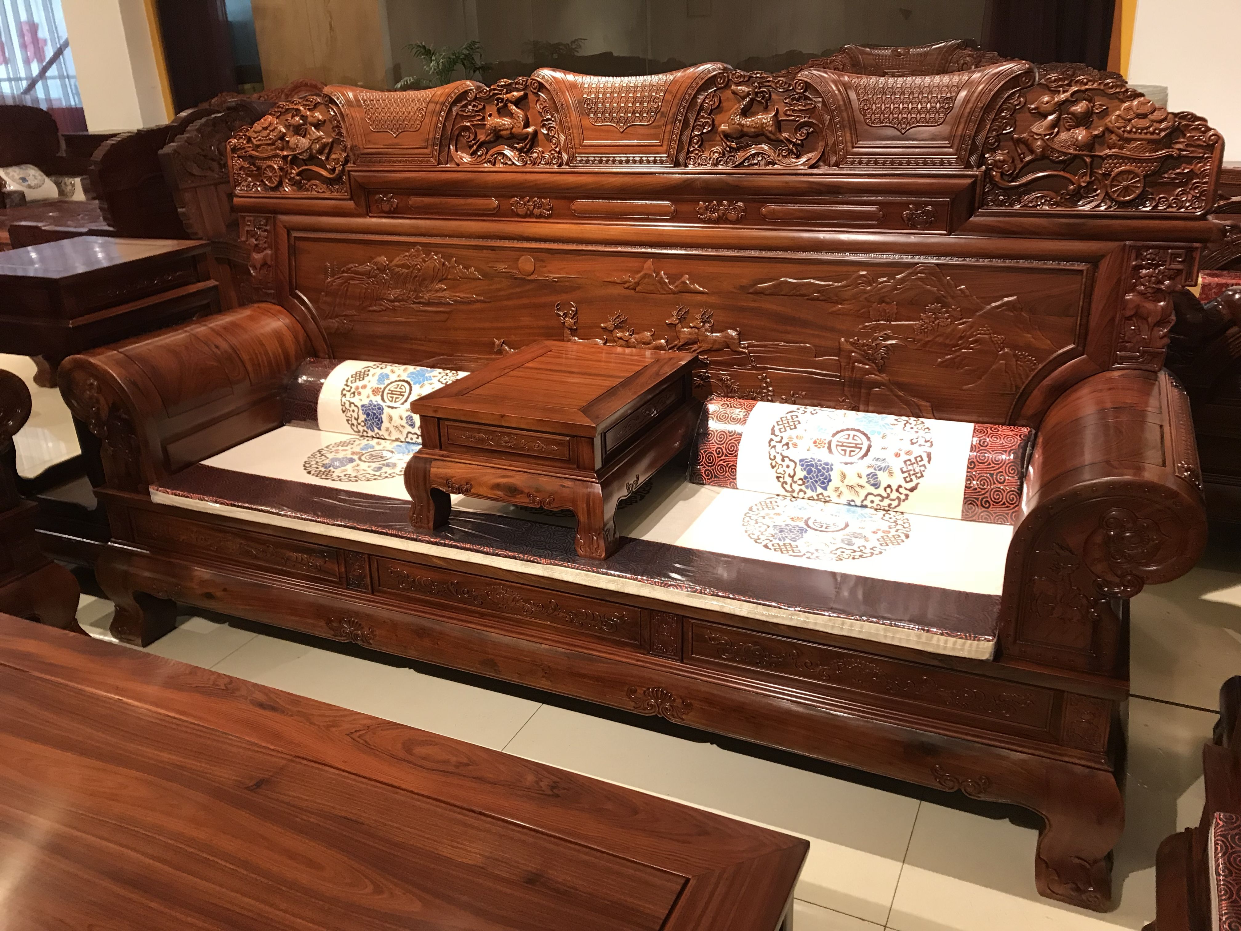 招财进宝沙发 组合沙发 客厅红木家具 非洲酸枝材质