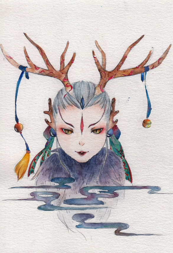 《山海经》中异兽拟人手绘风的5张插画,美学爱好者必收藏!