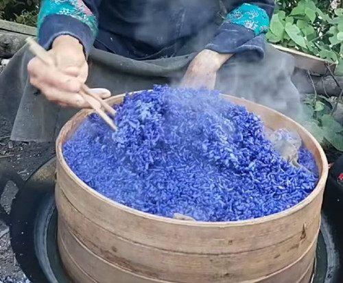 广西90岁老人用一种草做出蓝色米饭,纯天然又好看,你吃过吗?