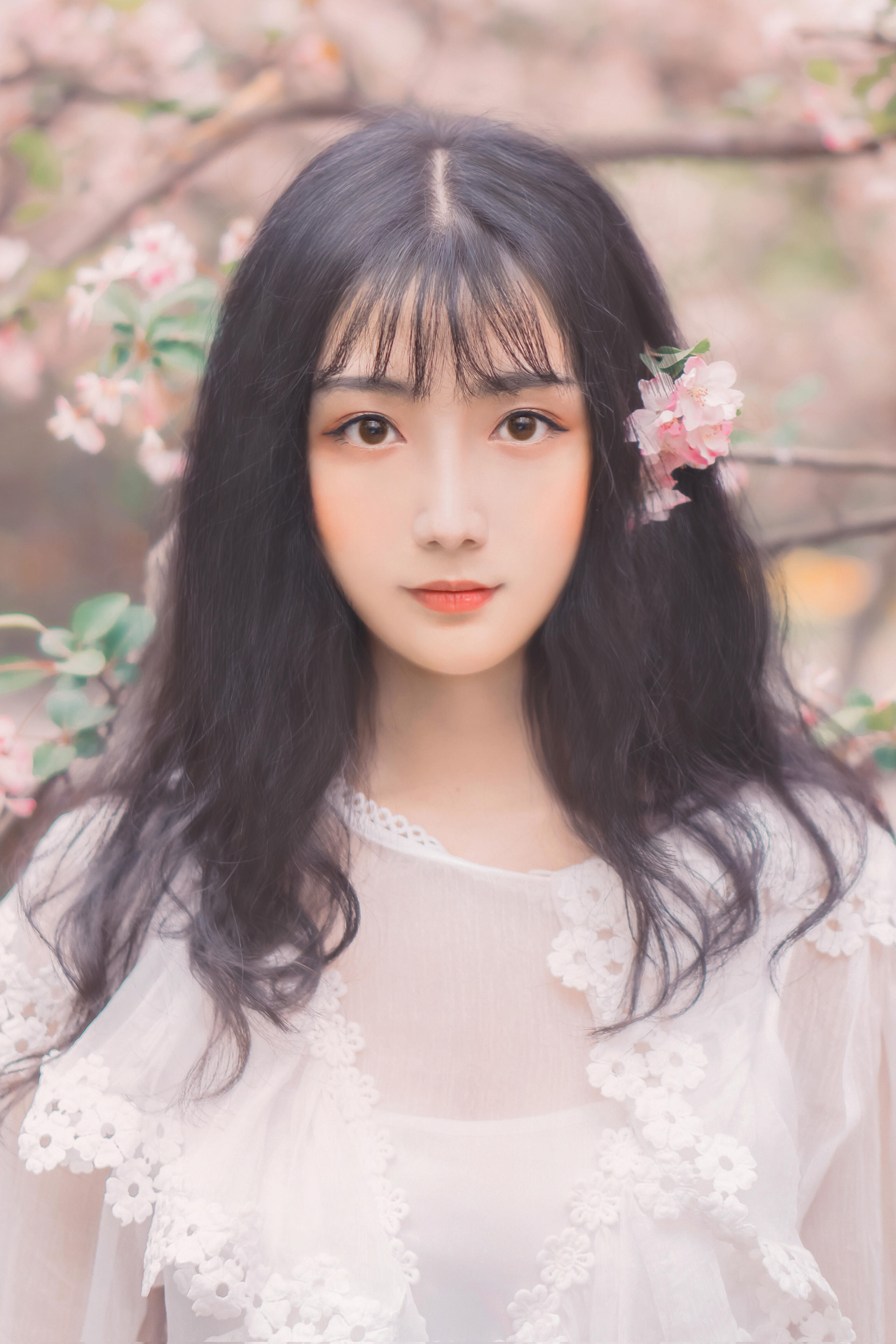 他拍摄海棠花中的少女,宛如不食人间烟火的仙女