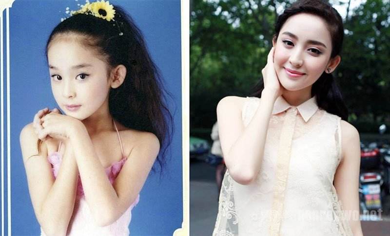 杨幂的童年照 大幂幂小时候的样子跟现在比简直一模一样啊,表情和微笑