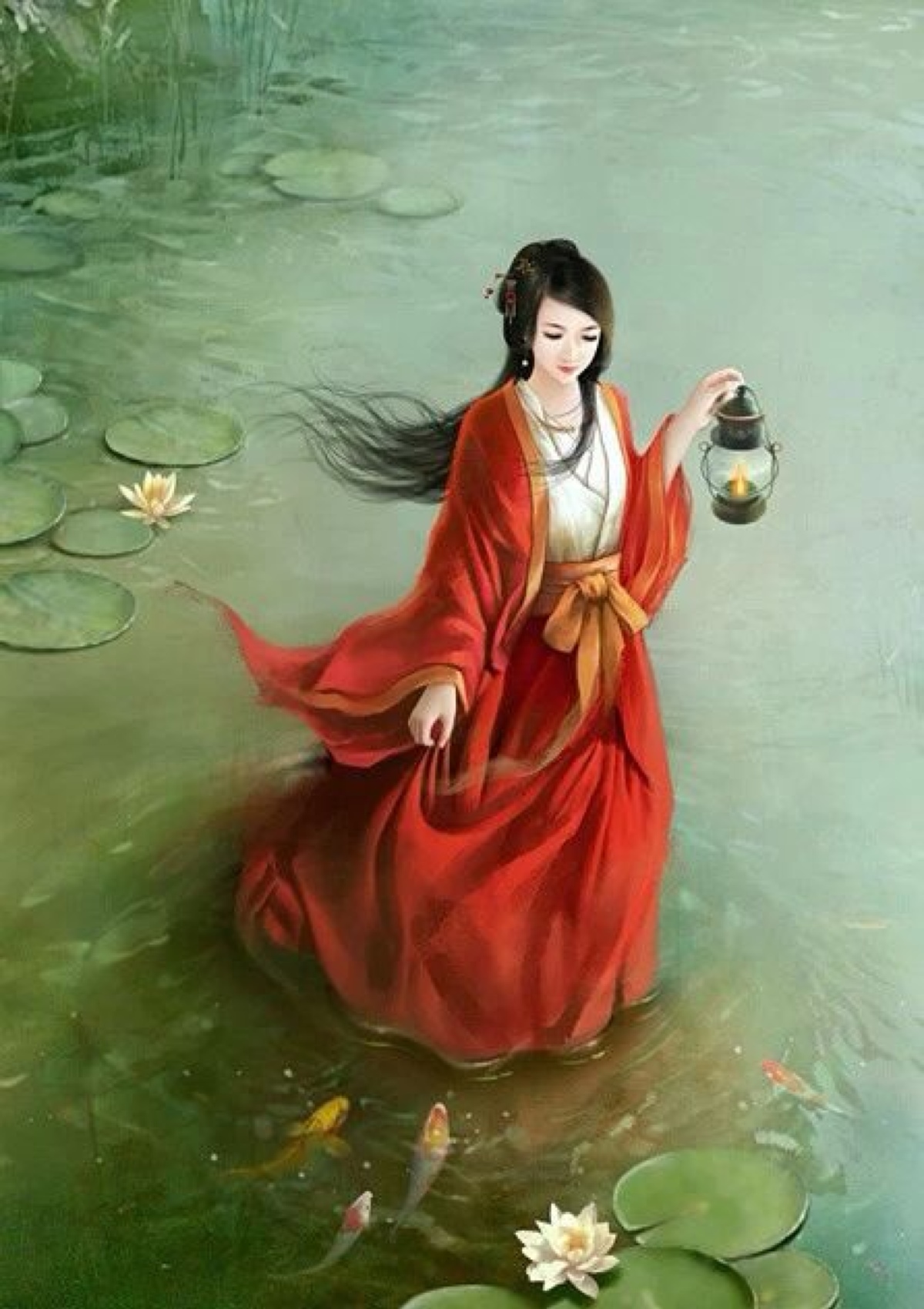 最美古风赏析:梦幻的莲花池,红衣女法师.