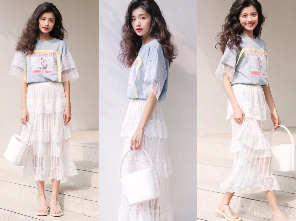 今年很流行穿白色过膝半身裙,矮个子搭配对的鞋很显高显瘦!