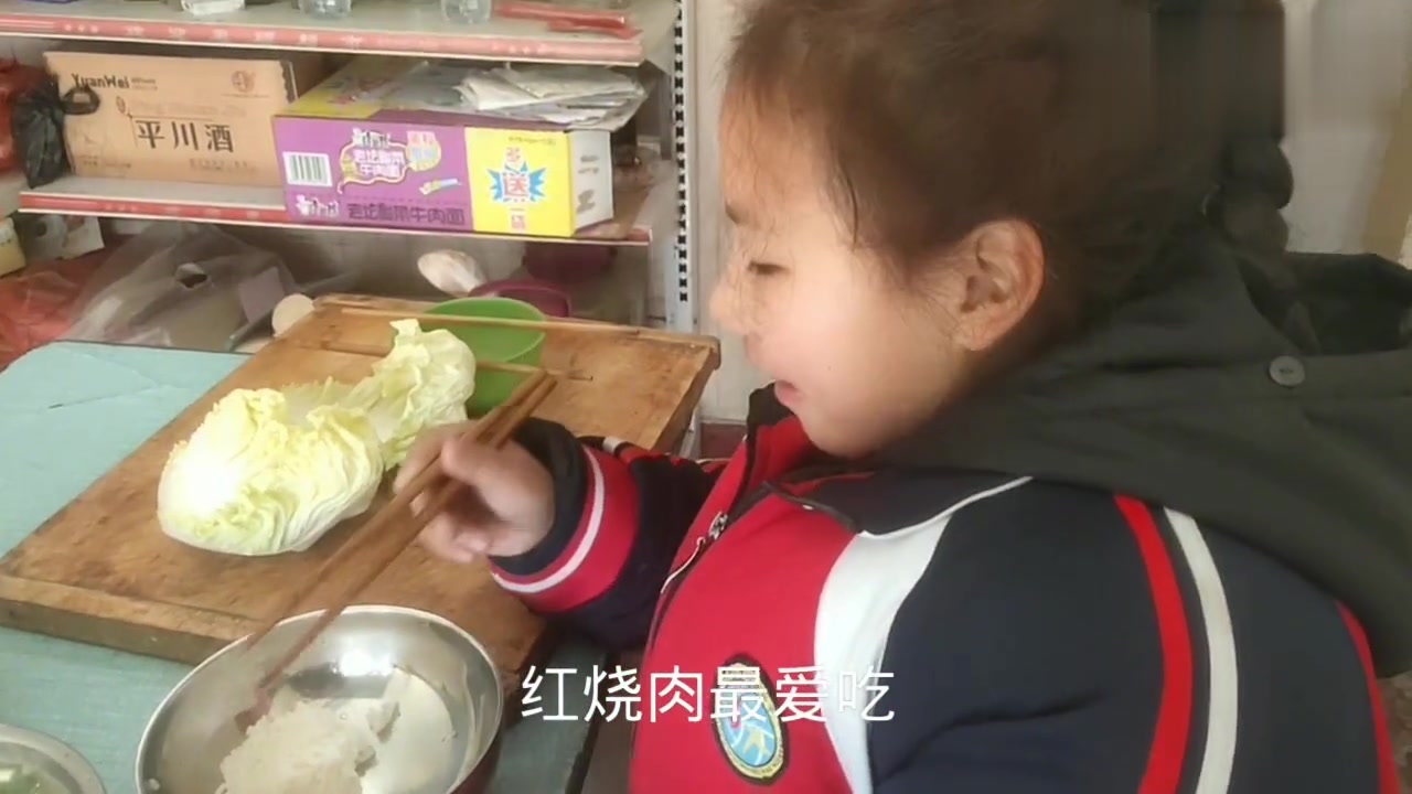 今天中午酸菜炖粉条和红烧肉