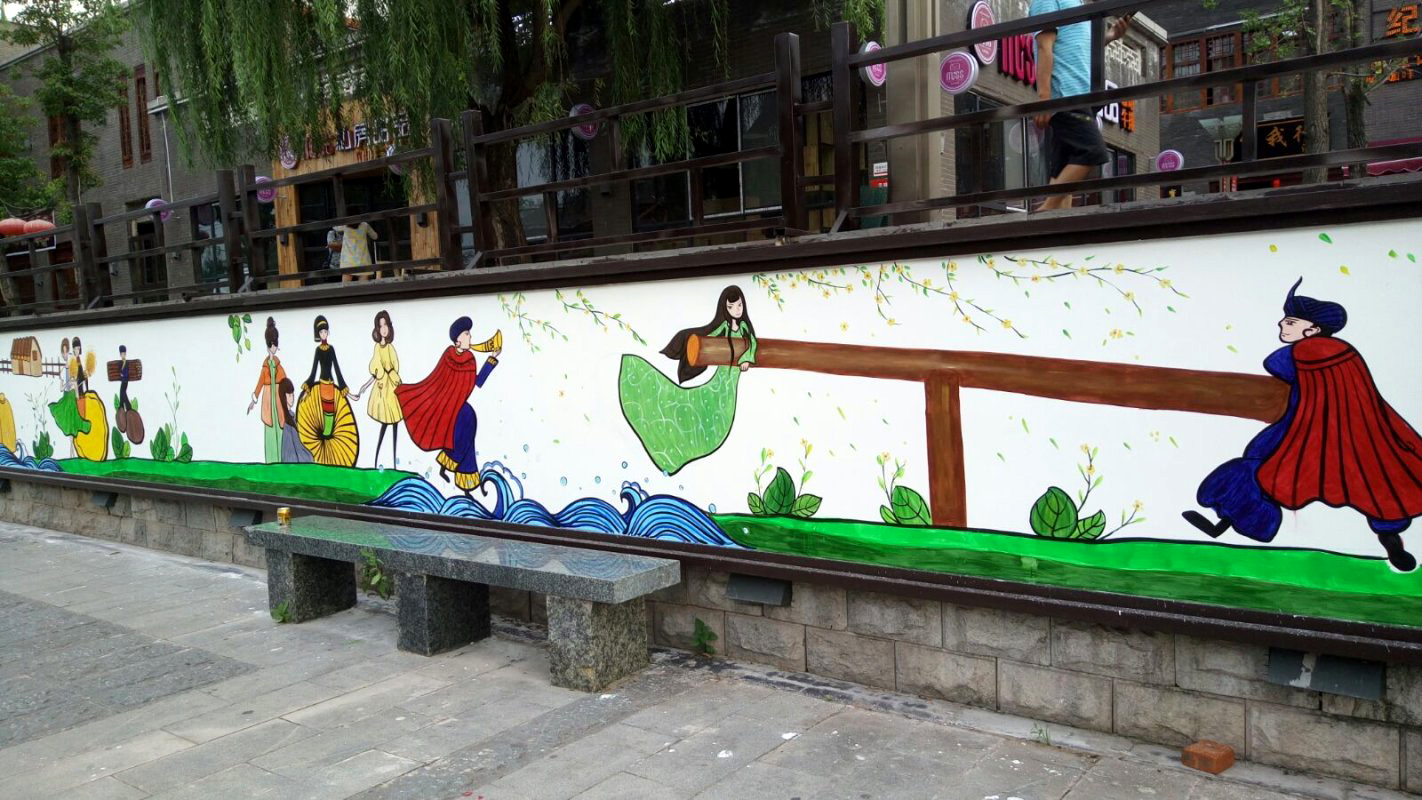 海河天街长廊文化墙彩绘墙绘