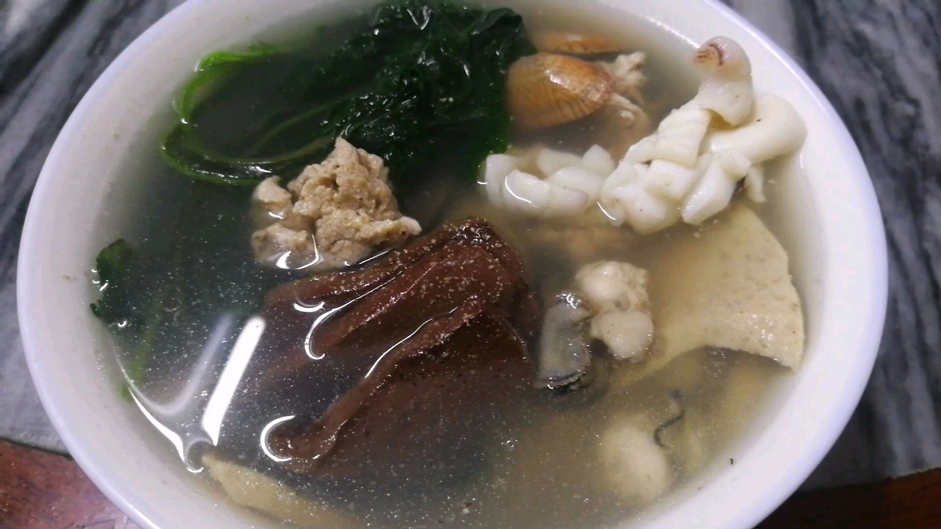 一份元气满满的汕头早餐,真珠花菜猪血汤