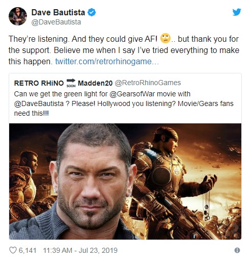 巴蒂斯塔:为了演《战争机器》电影 我想尽了办法