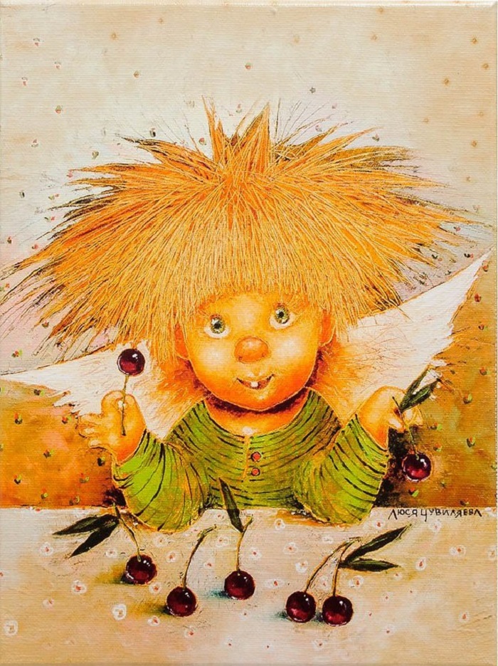 插画:俄罗斯艺术家lucy chuvilyaeva作品-温暖可爱的太阳天使