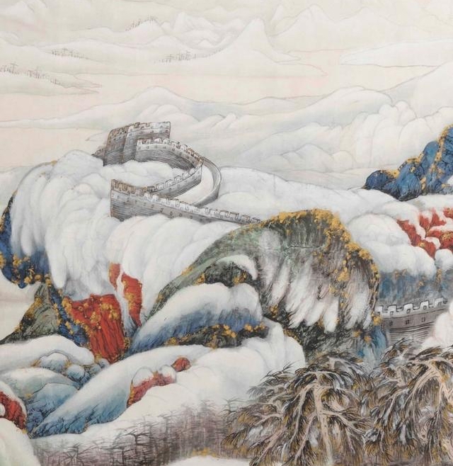 《沁园春·雪》词意豪情万丈,引得4位现代绘画大师争相再现!