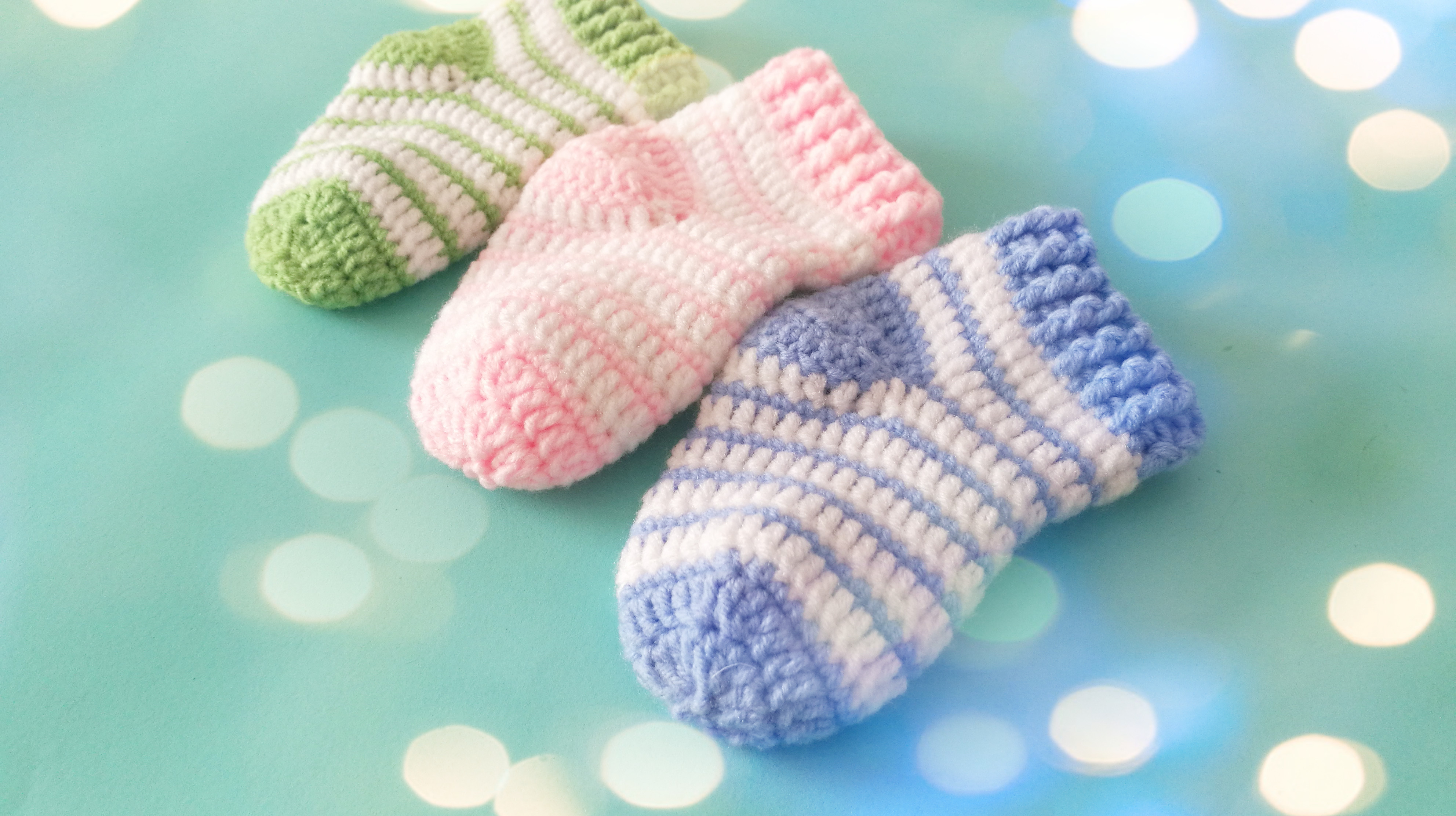 下集 手工新生婴儿袜子 宝宝毛线袜钩针编织教程