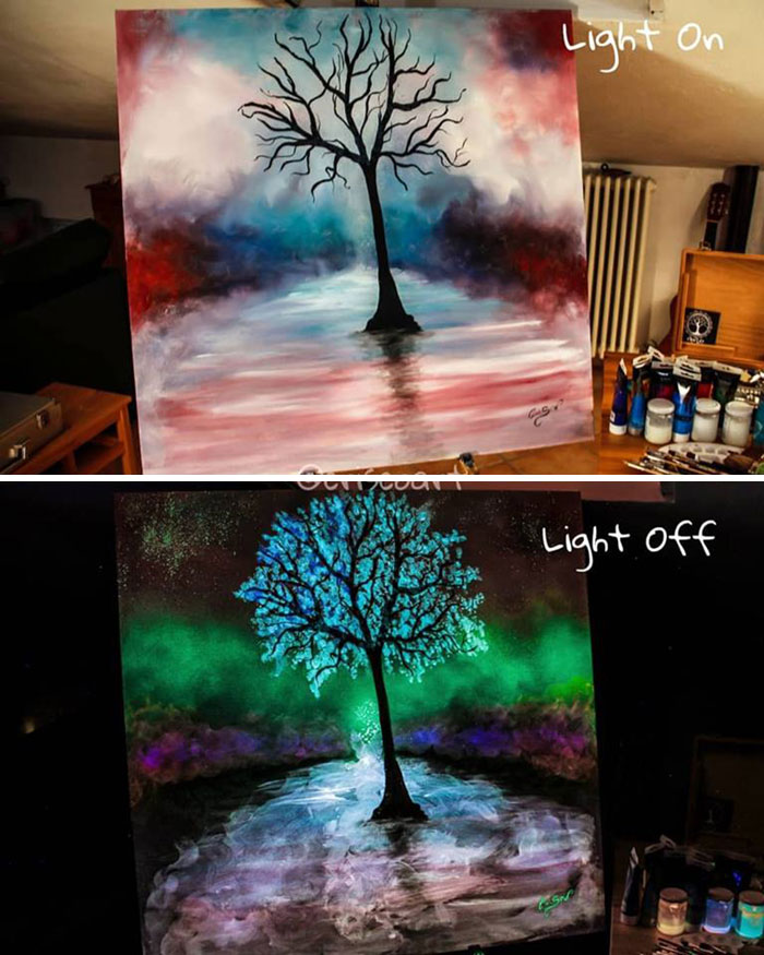 神奇的夜光画:夜晚看比白天看更漂亮