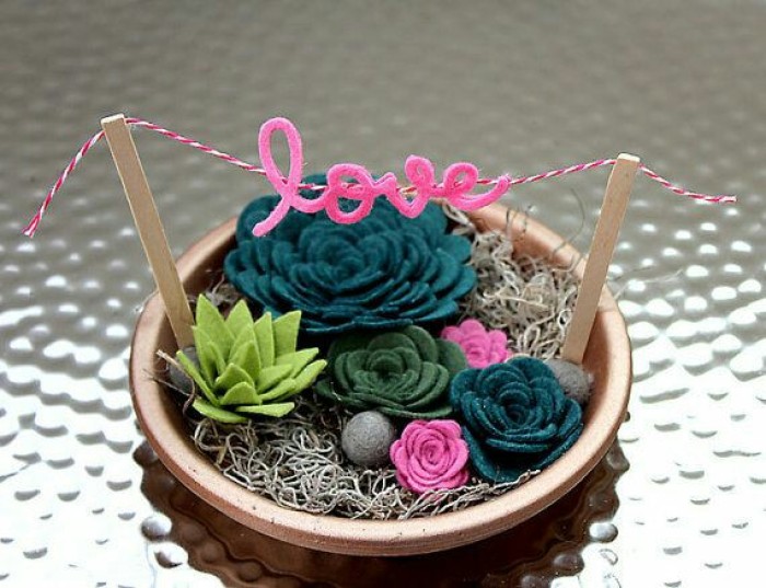 不织布小手工:又简单又好玩,用不织布diy的多肉太漂亮了