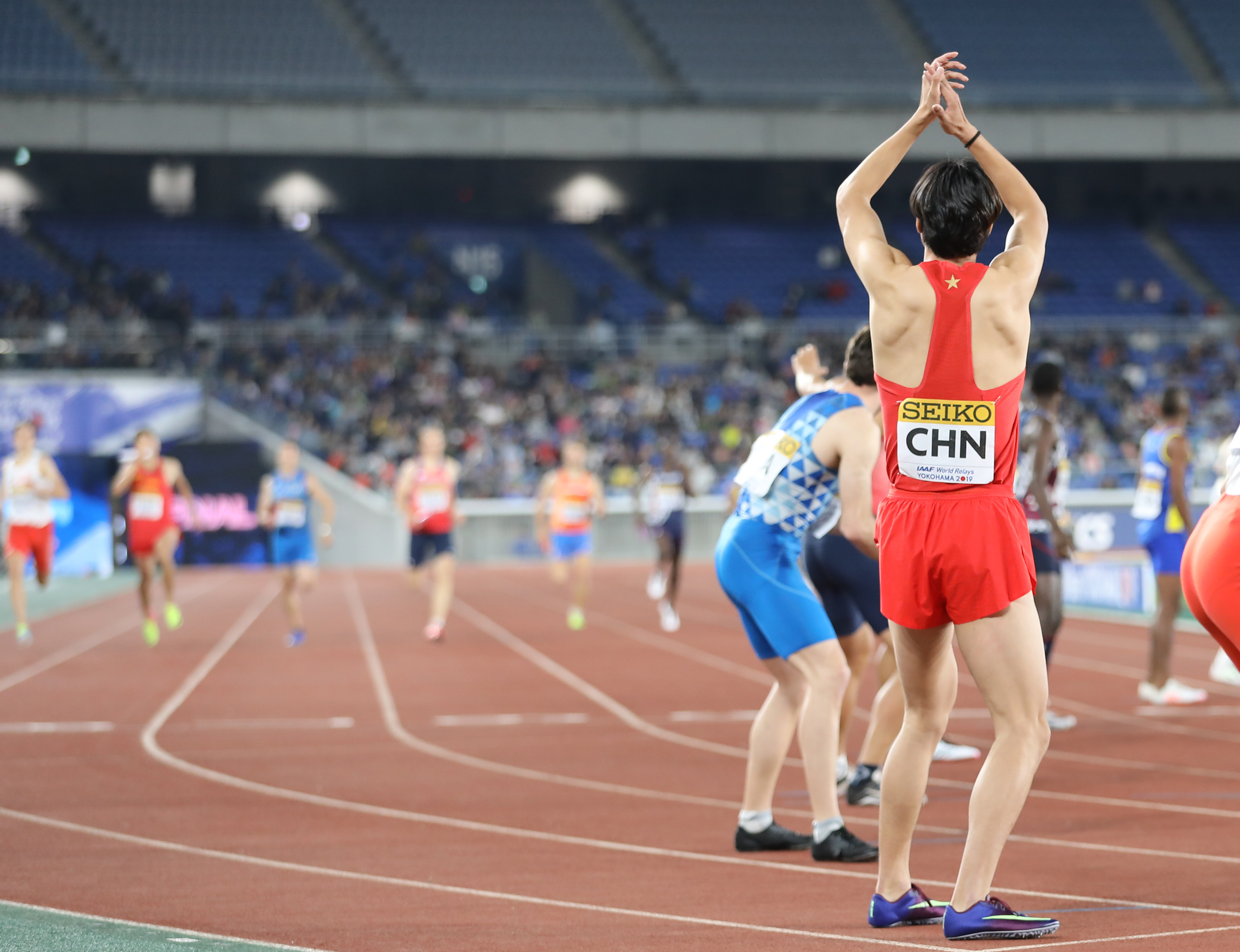 田径——世界接力赛:中国队获男子4x400米接力b组决赛第四名