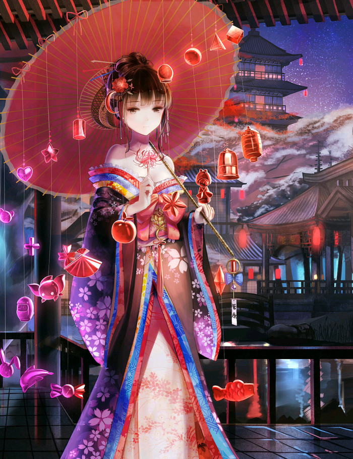 二次元和服美少女壁纸——谢娘别后谁能惜,飘泊天涯
