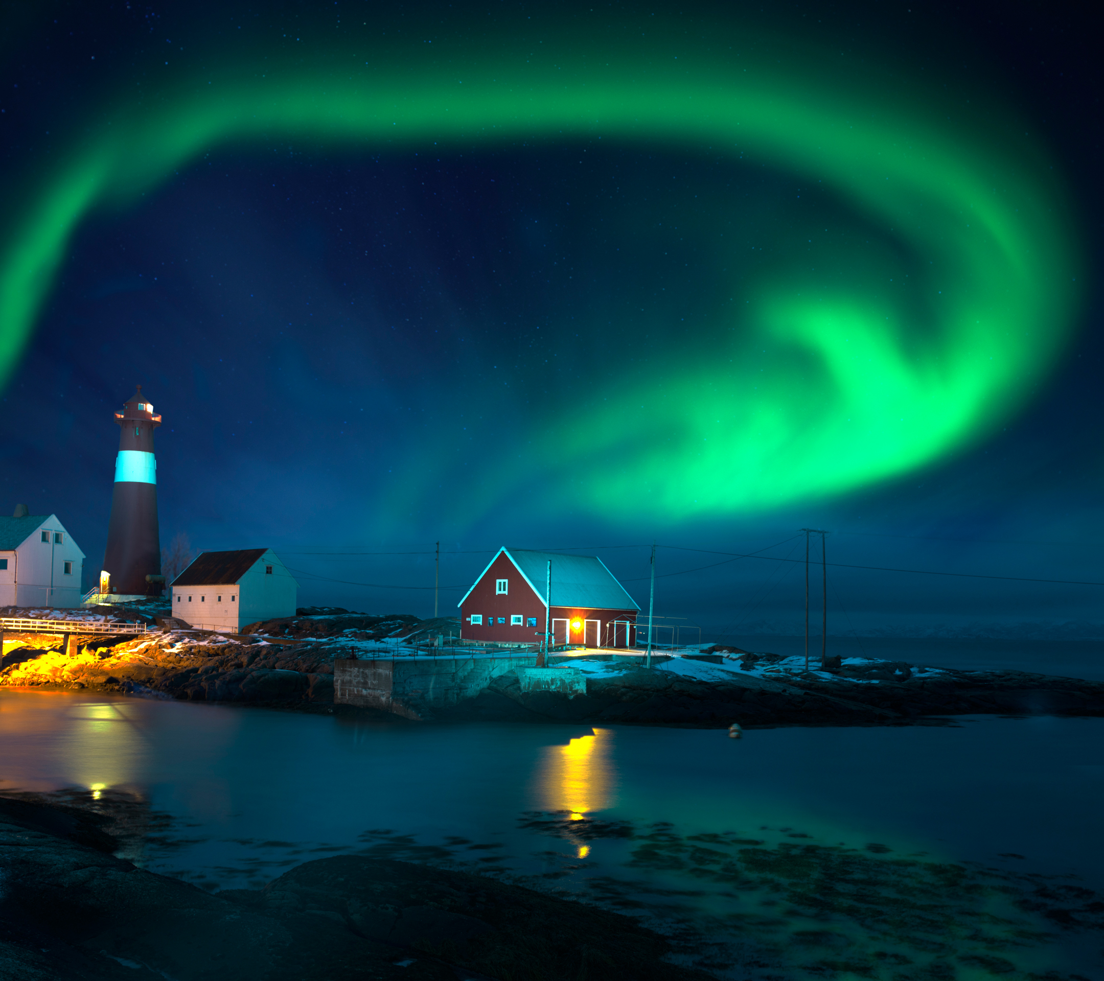 极光下的的夜空,分外美丽!